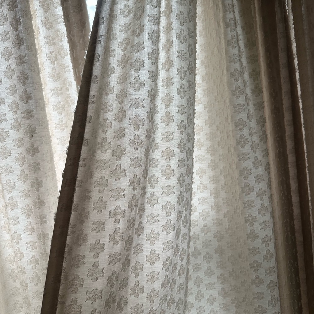 Threshold 50” x 96” Light Filtering Clipped Textured Curtain Panel - Natural - Picture 3 of 4